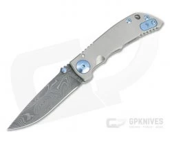 Spartan Blades Harsey Folder 3.25 Nichols Damascus Blue Hardware Titanium Folder 04