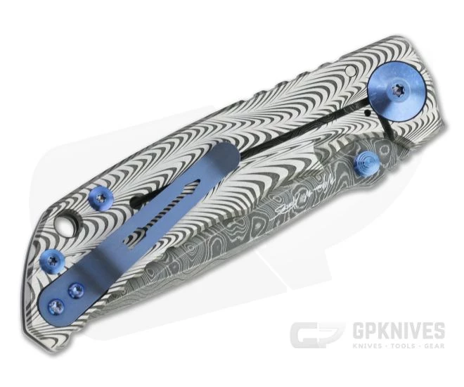 Spartan Harsey Folder Special Edition Sound Wave Nichols Damascus Blue Hardware Folder 072 - Image 2
