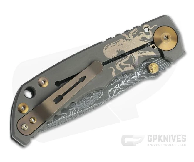 Spartan Harsey Folder Special Edition Black and Gold Kraken Nichols Damascus Folder 085 - Image 2