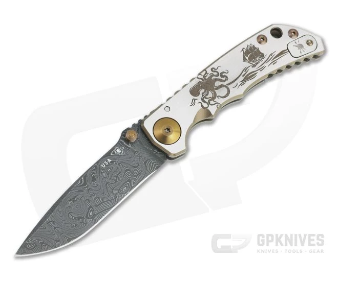 Spartan Harsey Folder Special Edition Bronze Kraken Nichols Damascus Folder 088