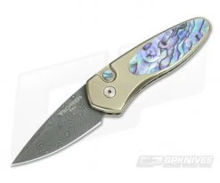 Protech Sprint Damascus Titanium Custom Abalone Inlay California Legal Auto