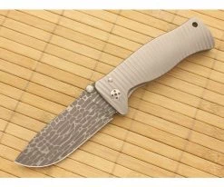 LionSteel SR1 Nichols Lizard Damascus Titanium Handle
