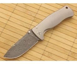 LionSteel SR2 Mini Nichols Raindrop Damascus Titanium Handle