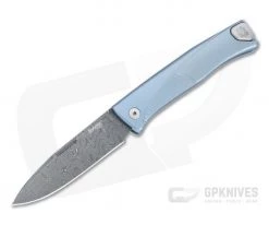 LionSteel Thrill Stainless Damascus Blue Titanium H.WAYL Hidden Clip Integral Slip Joint Folder