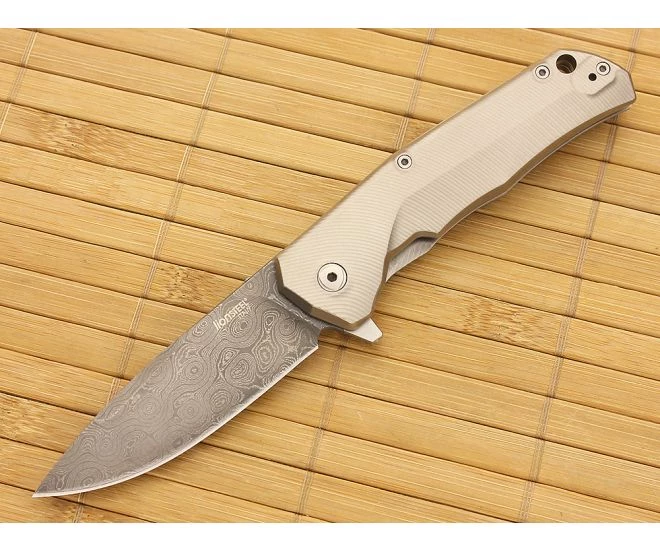 LionSteel TRE Gray Titanium & Raindrop Damascus