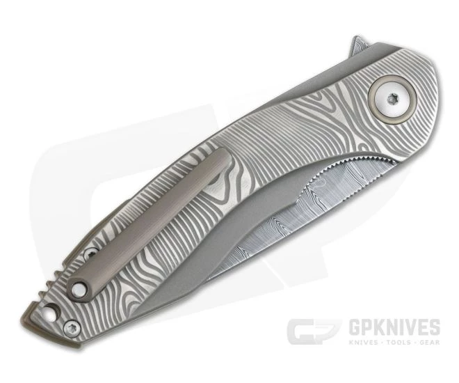 MKM Mikita Voxnaes Timavo Liner Lock Flipper Blasted Milled Titanium Damasteel VP02-D - Image 2