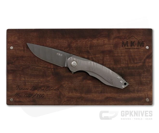 MKM Mikita Voxnaes Timavo Liner Lock Flipper Blasted Milled Titanium Damasteel VP02-D - Image 4